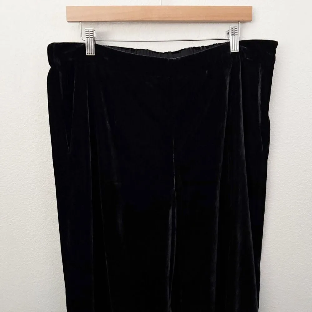 SOFT SURROUNDINGS | Aria Velvet Wide Leg Pants Solid Black Elastic Pull-on | XL - Image 5
