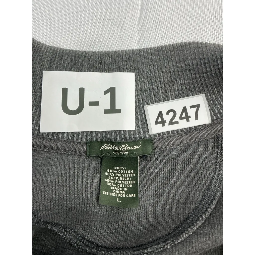 Womans Eddie Bauer Pullover Sweatshirt large Gray Mock Neck Long Sleeve 1/4 Zip - Image 3