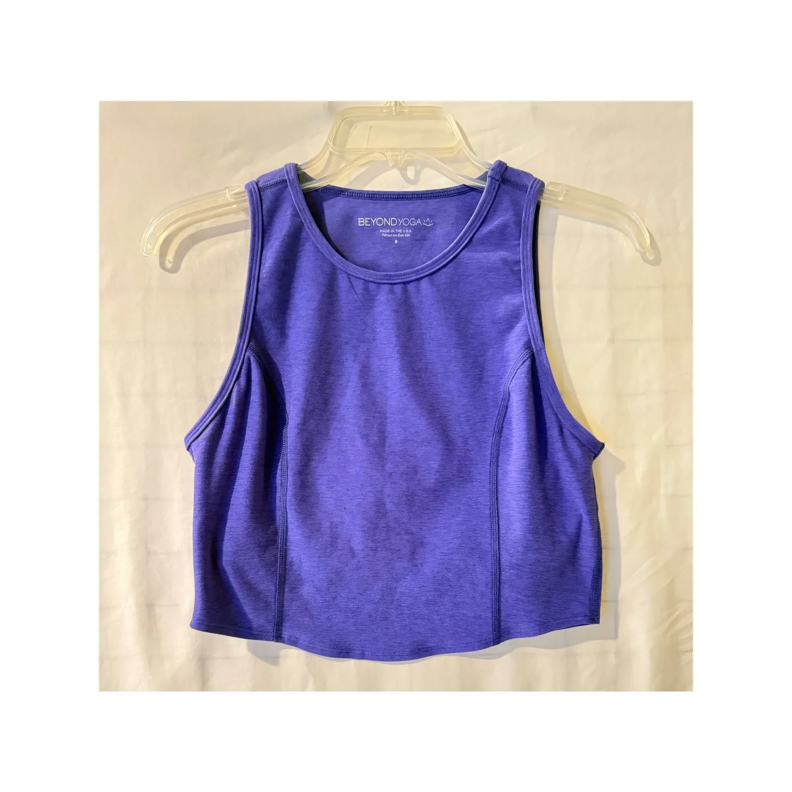 Women's Beyond Yoga Spacedye Motivate Cropped Tank Ultra Violet Small Athleisure - Image 2