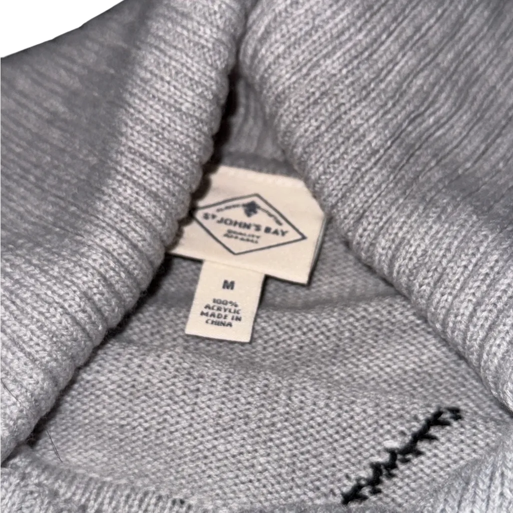 St. John's Bay Blue and Gray Argyle Turtleneck Sweater - Image 3