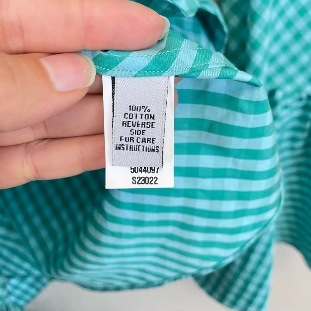 Ann Mashburn Gingham Long‎ Bell Sleeves Wrap Blouse Size XS - Image 7