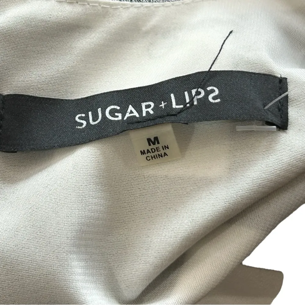 Sugar + Lips Black and White Check Sleeveless Tie Front Cropped Blouse NWT - Image 4