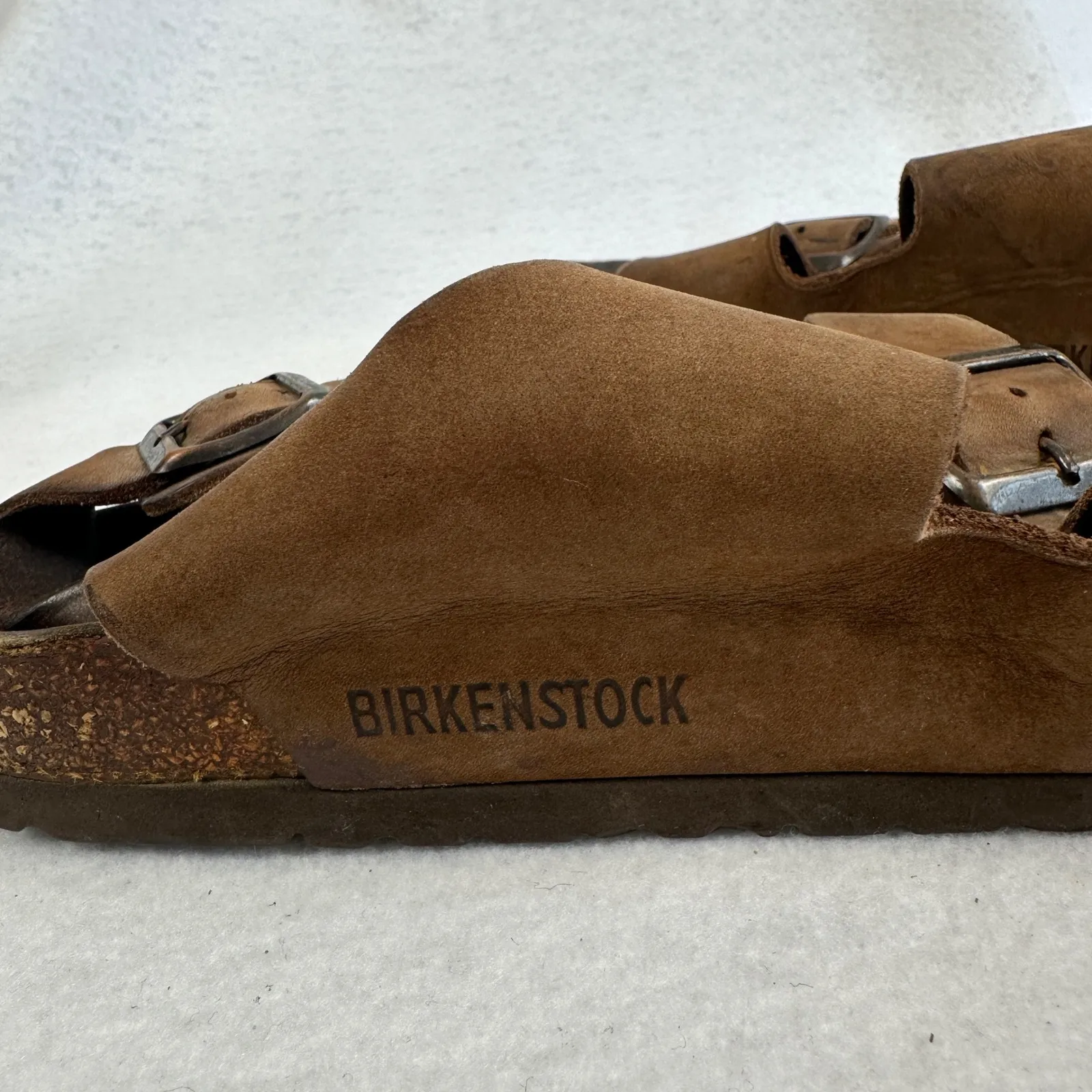 Birkenstock Milano Sandals Suede Leather Brown‎ Womens Size 7 37 EU Grunge Retro - Image 5