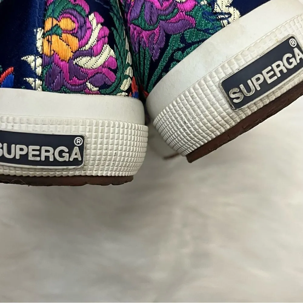 Superga Korelaw Satin Blue / Pink Embroidered Lace Up Sneakers 8 - Image 3