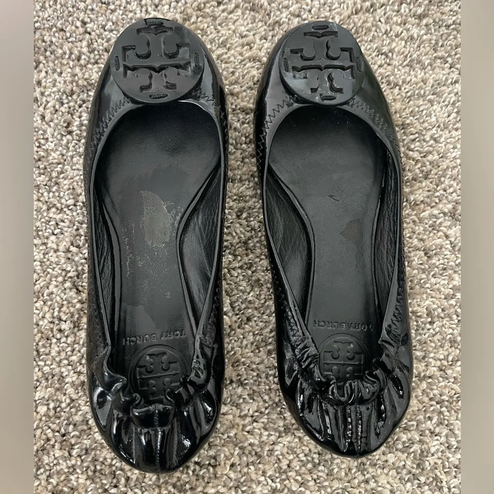 Women’s Tory Burch Minnie Travel Ballet Flats Shiny Black Size 6.5 - Image 3