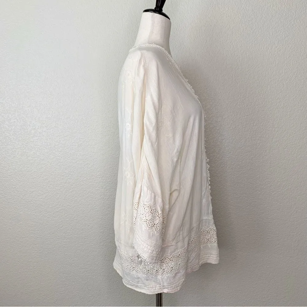 American Eagle Women’s Medium Boho Crochet Open Front Cardigan - Image 6