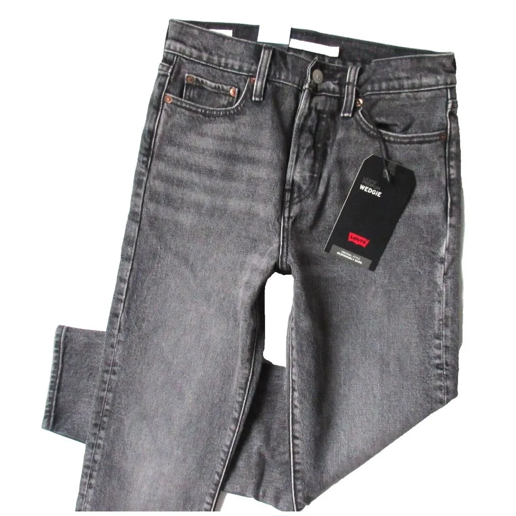NWT Levi's Wedgie in Better Weatherhead Black Gray High Rise Tapered Jeans 26 - Image 2