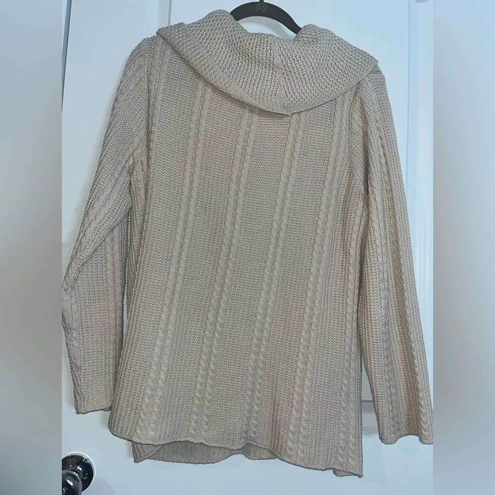 Jeanne Pierre Woman's 100% Cotton Ivory Cowl Neck Cable Knit Sweater - Size 1X - Image 2