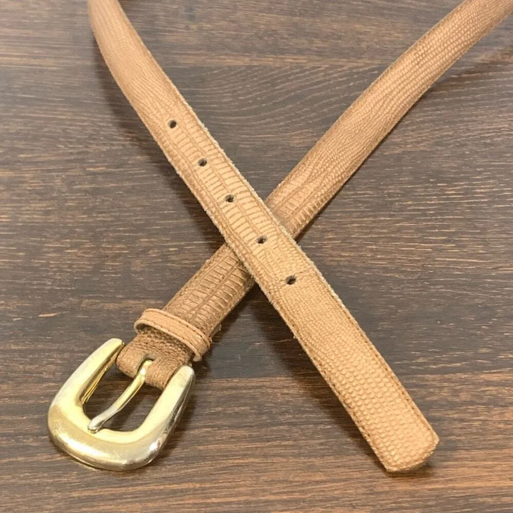Vintage TJW by Mervyns Women's X035 Snakeskin Belt ML Tan - Image 6