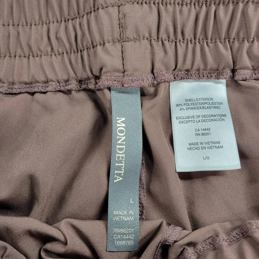Mondetta Womens Shorts Large Tan Brown Elastic Drawstring Waist Cuffed Athletic - Image 4