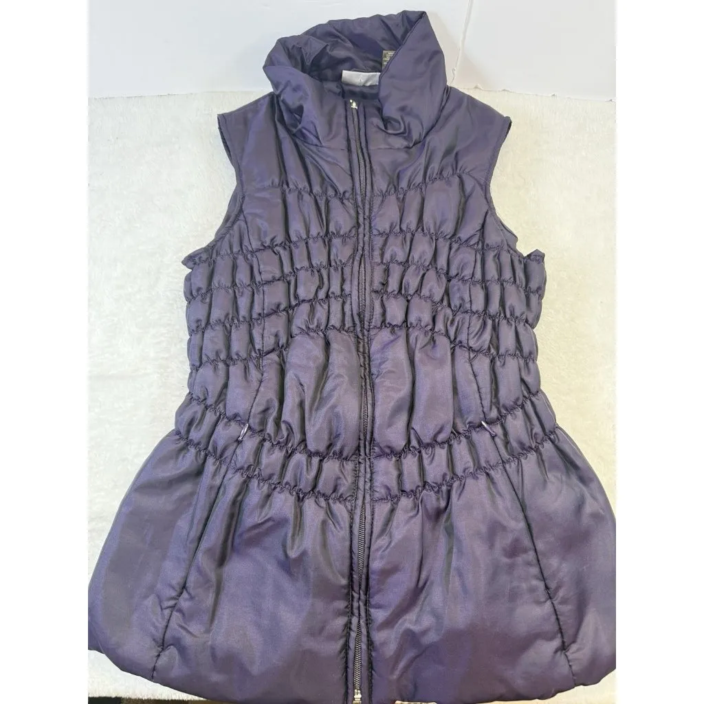JANE ASHLEY Women’s Purple Puffer Vest Medium Gorpcore Utility Casual - Image 3