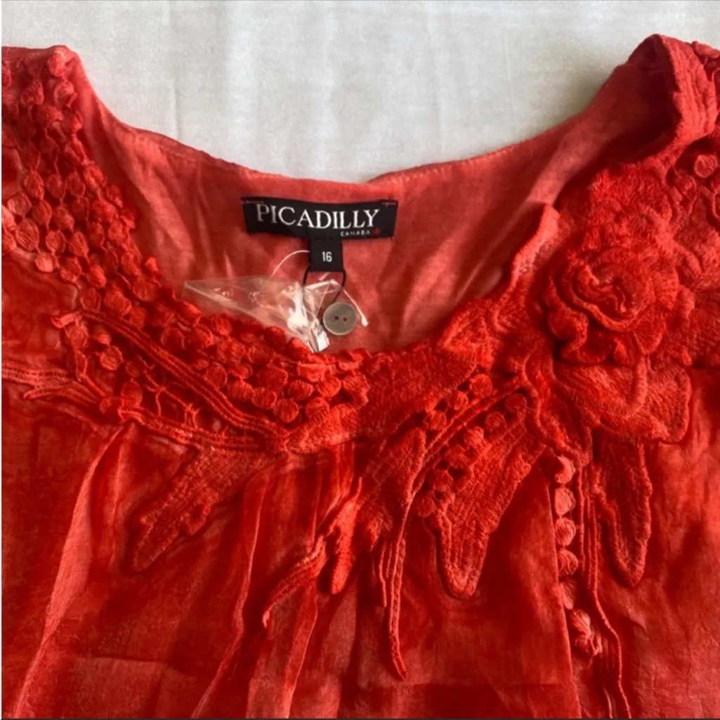 PICADILLY CANADA CORAL‎ BLOUSE Size 16 - Image 10