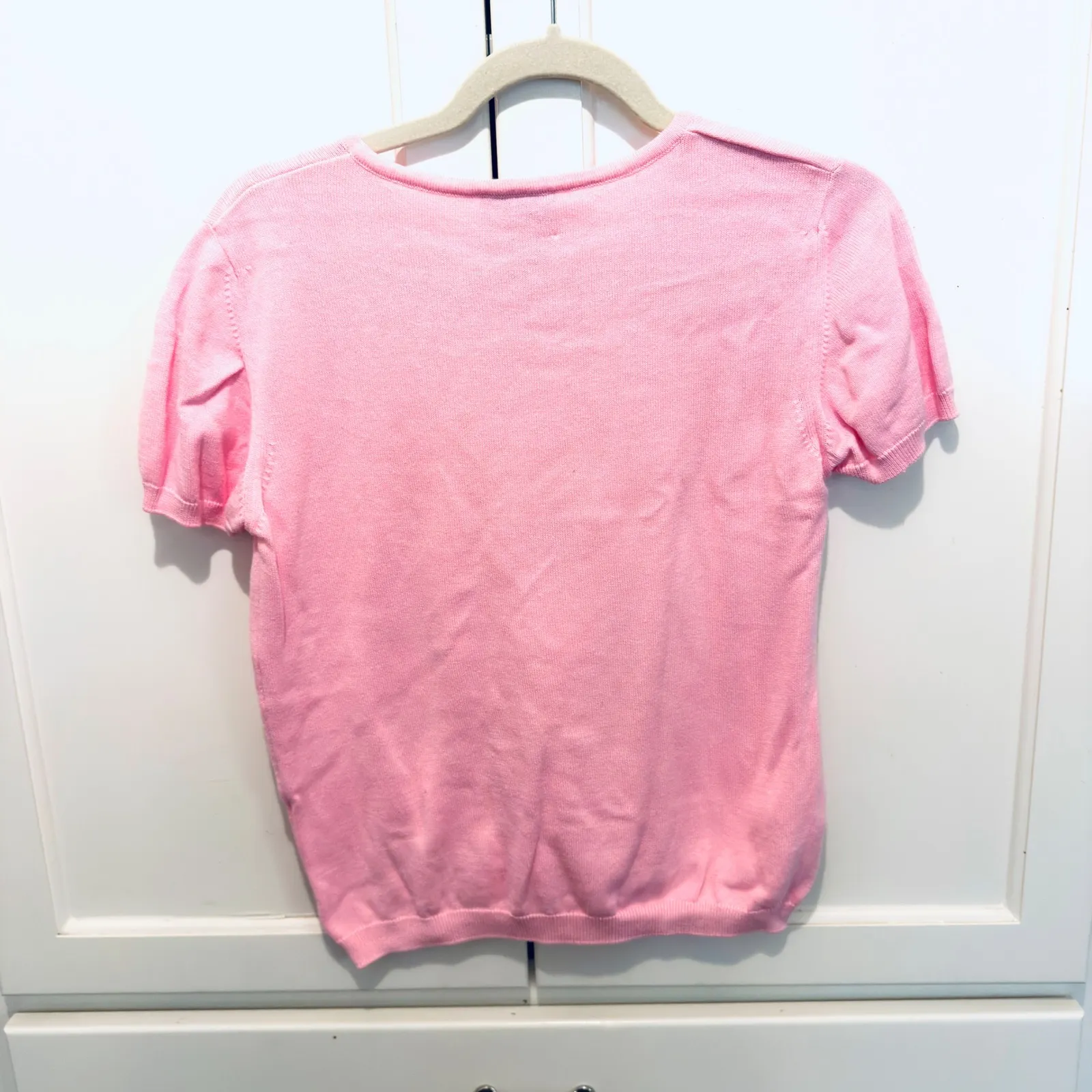 Lilly Pulitzer Knit Top Pink Short Sleeve Cotton Womens Size M - Image 2
