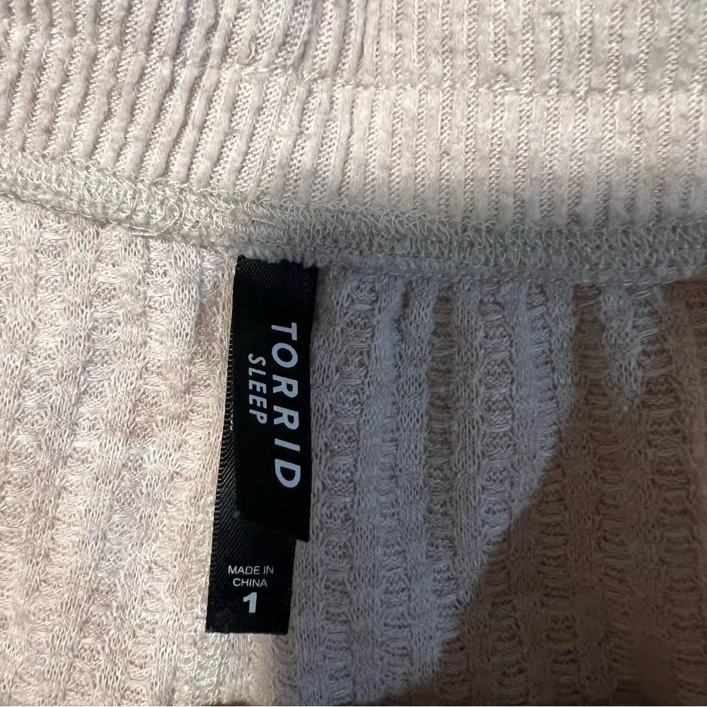 Torrid Super Soft Plush Waffle Wide-Leg Lounge Pant Heather Oatmeal 1 - Image 9