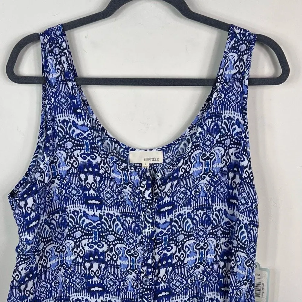 Department 222 Drawstring Waist Romper Blue Size L - Image 2