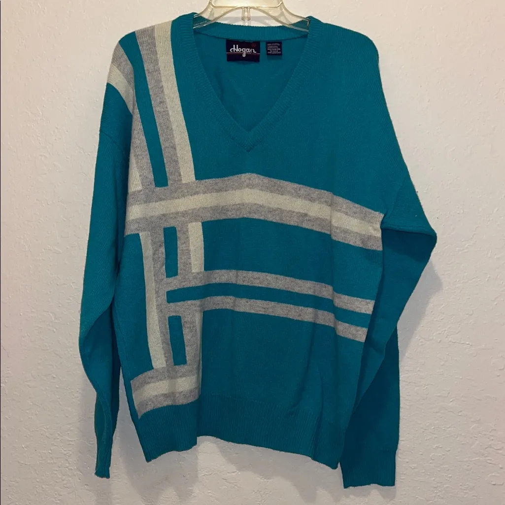 Vintage Hogan Golf Sweater Scottish Lambswool V Neck Unisex XL unisex grandpa - Image 2