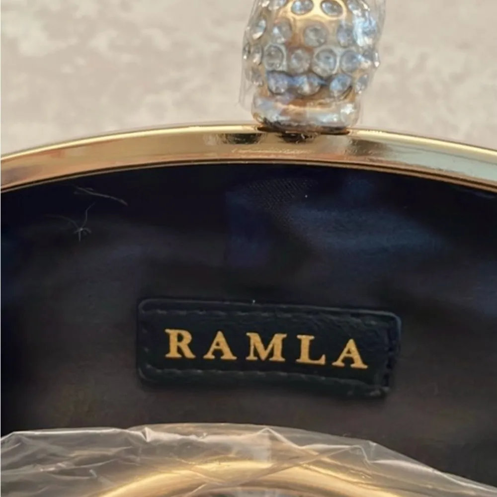 Ramla handmade Sparkling Blue Simulate Diamond Womens Clutch Handbag with strap - Image 7