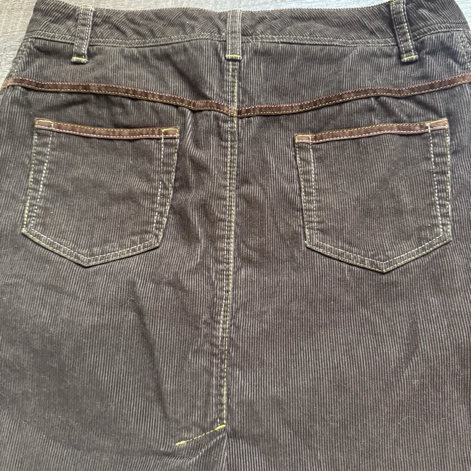 Boden Ladies Corduroy Pencil Skirt Size 12L Brown Slit Pockets Casual - Image 11