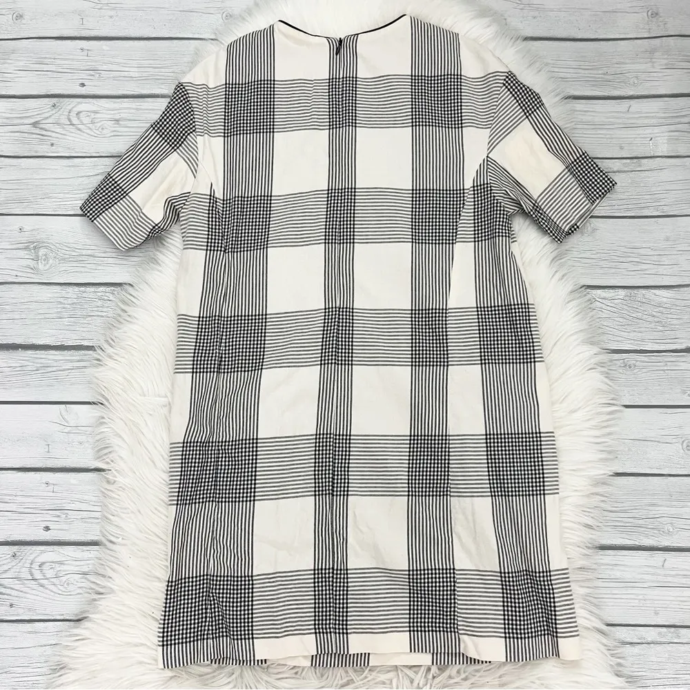 Zara Cream and Black Plaid Shift Dress - Image 6