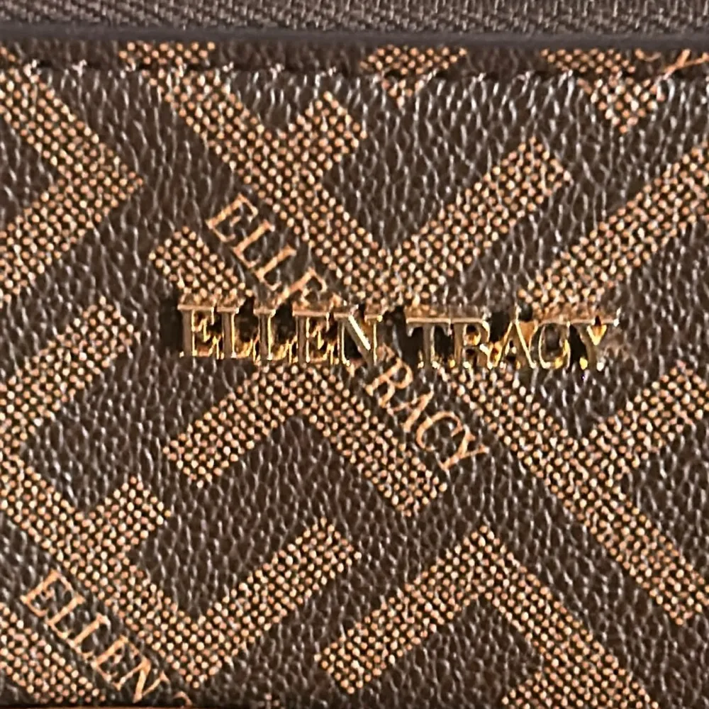 Ellen Tracy Brown Signature Collection Brown Logo Printed Tote with Strap - Image 2