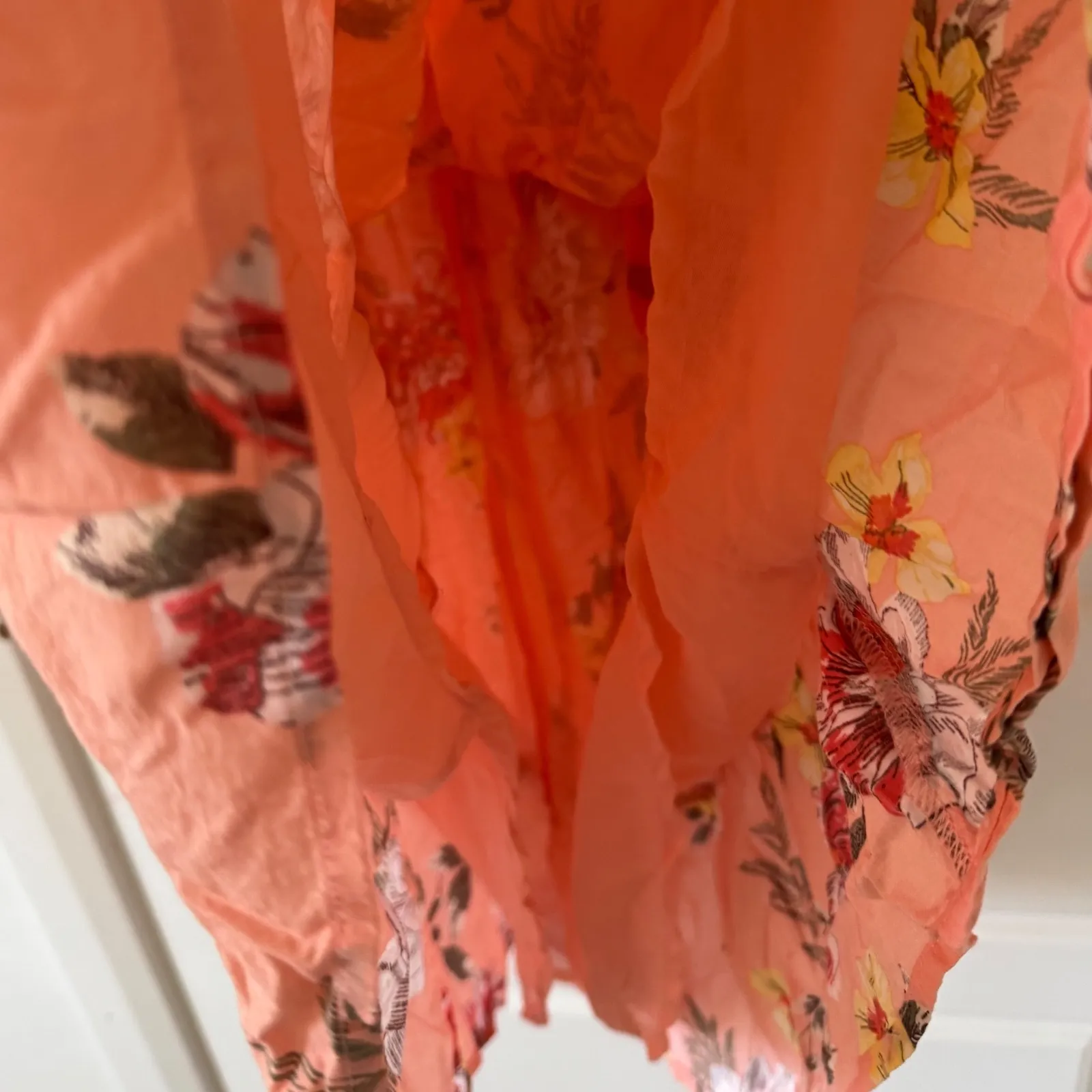 Maurices sz L Pink Floral Tassle Rutched Waist Sundress Boho Western Feminine - Image 4