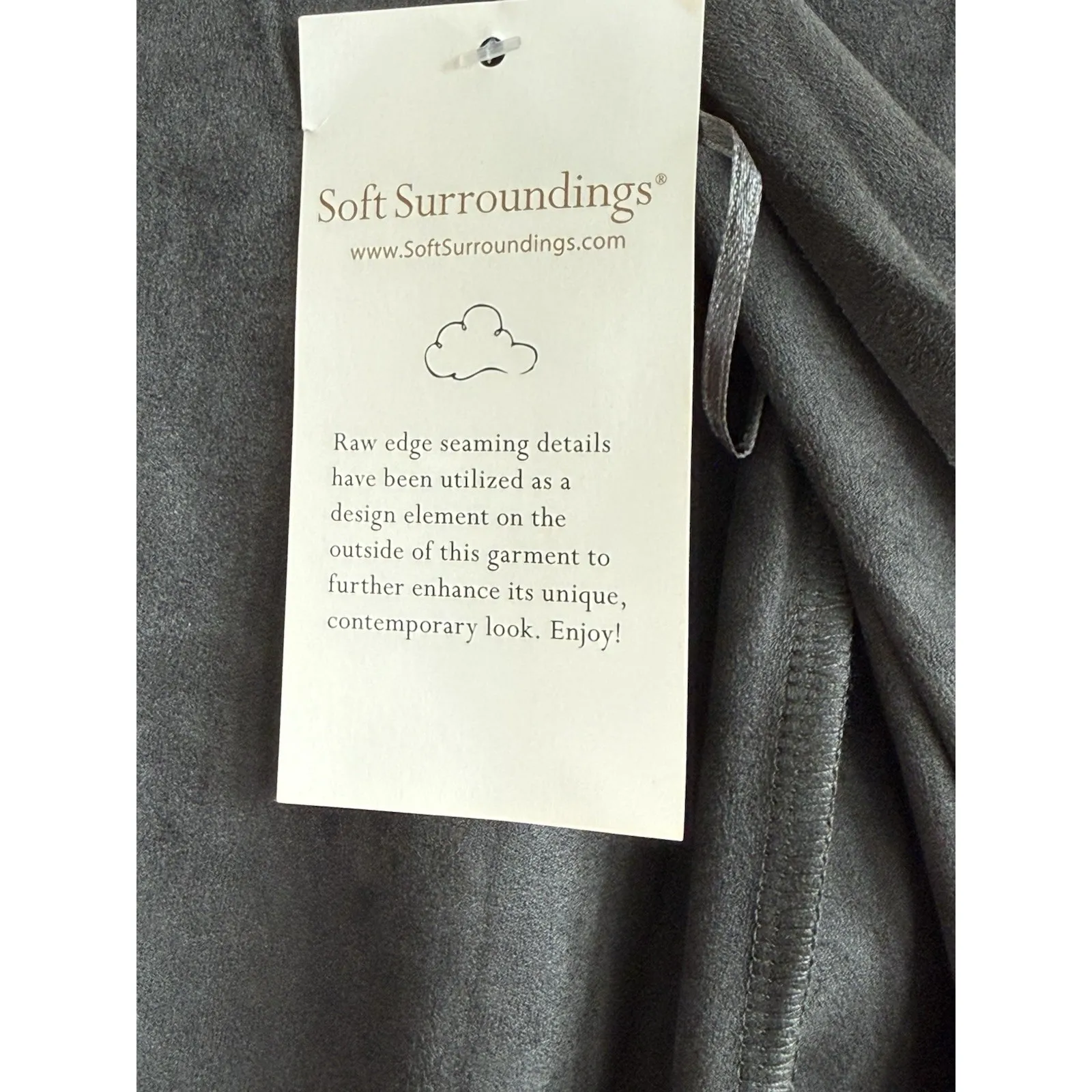 NWT Soft Surroundings Faux Suede Cardigan Jacket DOVE GREY Draped Open SZ Large - Image 3