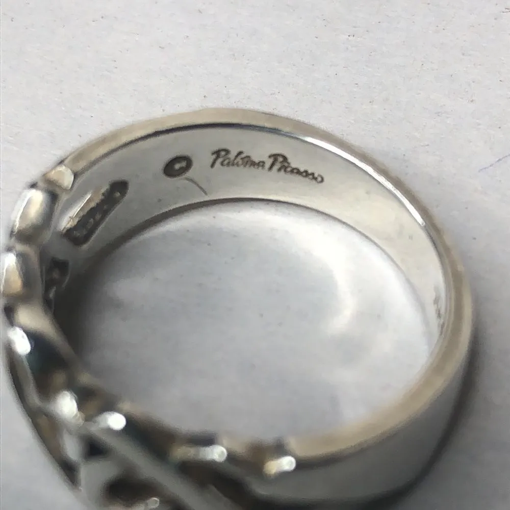 TIFFANY & CO Peretti 925 Sterling Silver Triple Heart Ring Blue Box Dust Bag - Image 16