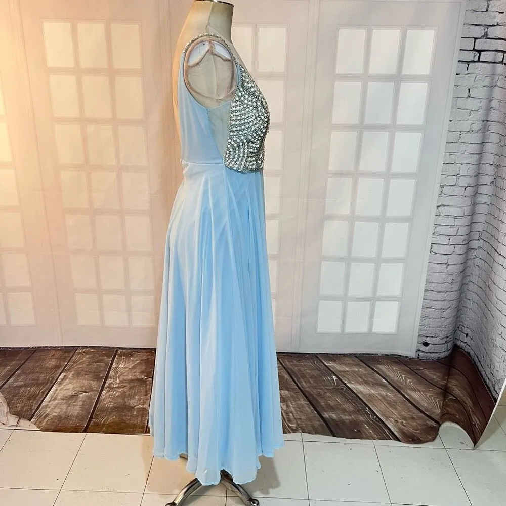 Windsor Powder Blue Embellished Sleeveless Open Back Chiffon Prom Dress Size 3 - Image 5