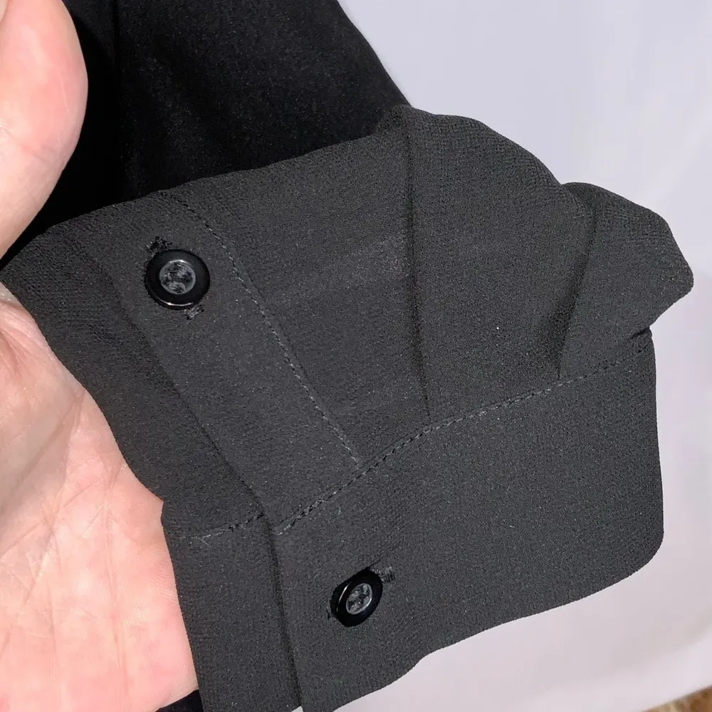 Anthropologie Ro & De Black Sheer Long Sleeve Flat Collar Modest Blouse Small - Image 7