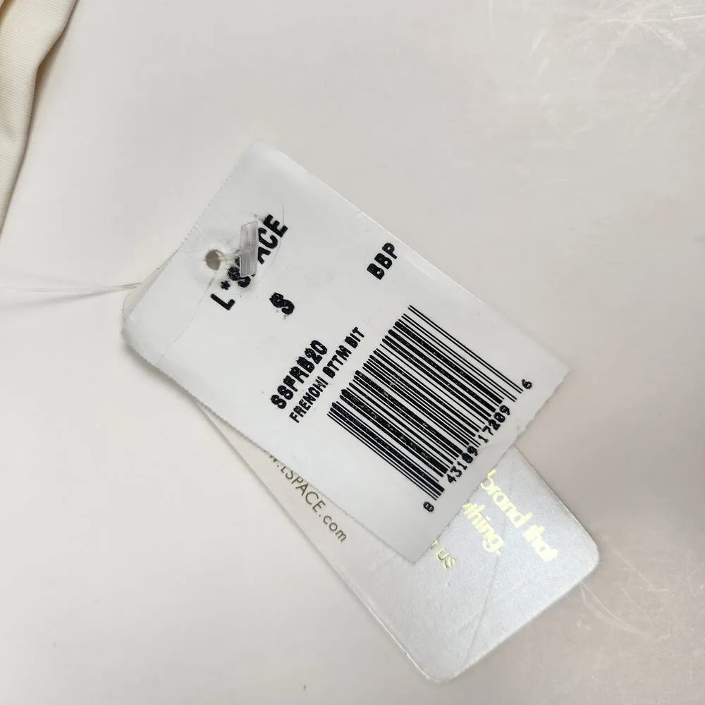 L*Space Frenchi Bikini Bottom in Cream Pink Striped Size Small NWT High Waisted - Image 3