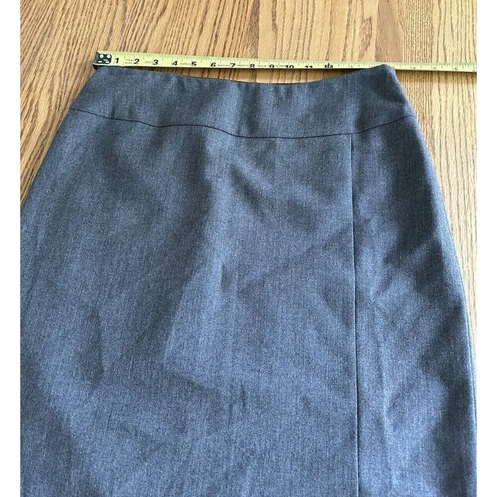 Prada Made In Italy Wool Skirt  Front Slit Side Zip Gray Career Size 44 Waist 30 - Image 8