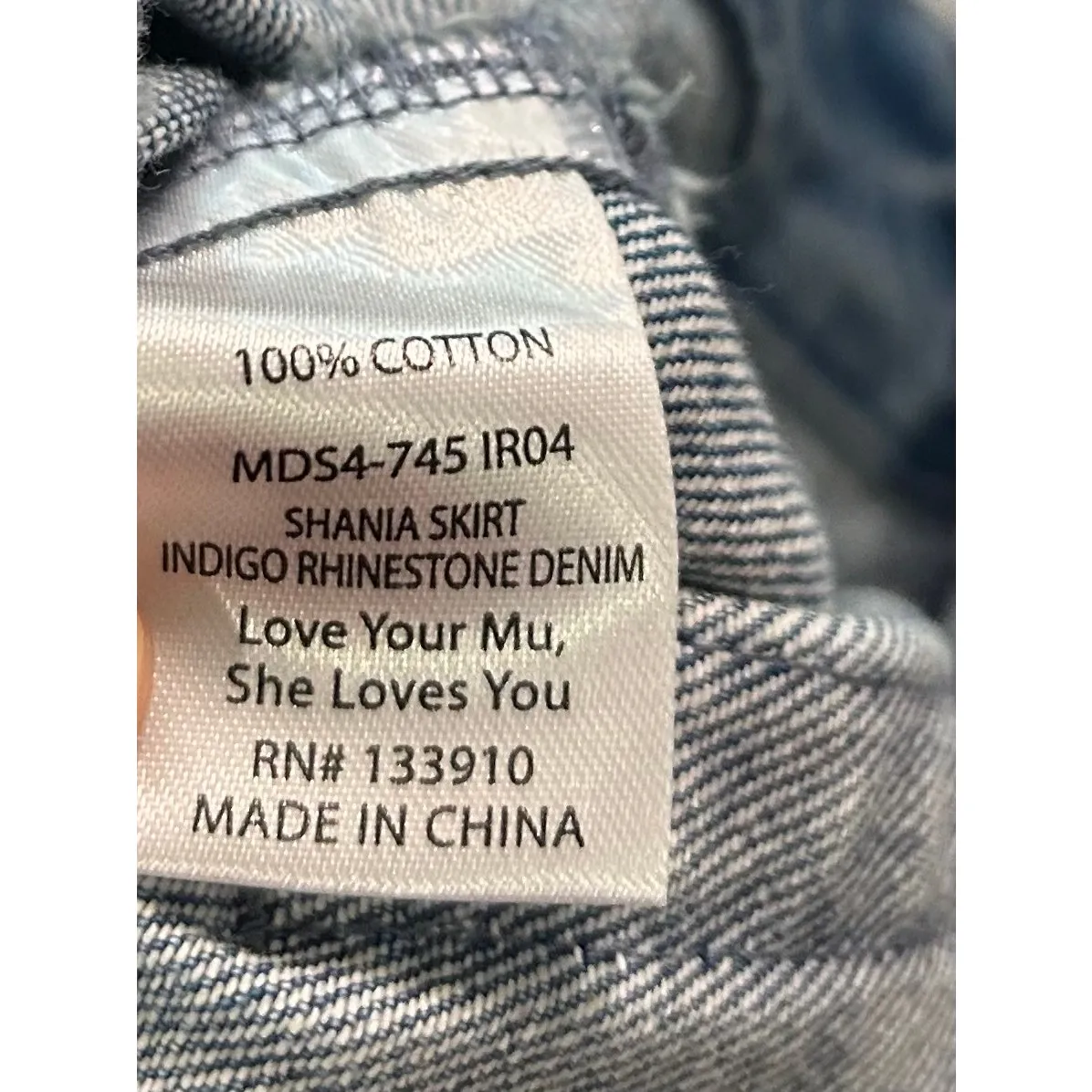 Show Me Your Mumu Shania Skirt in Indigo Rhinestone Denim L NWT - Image 8