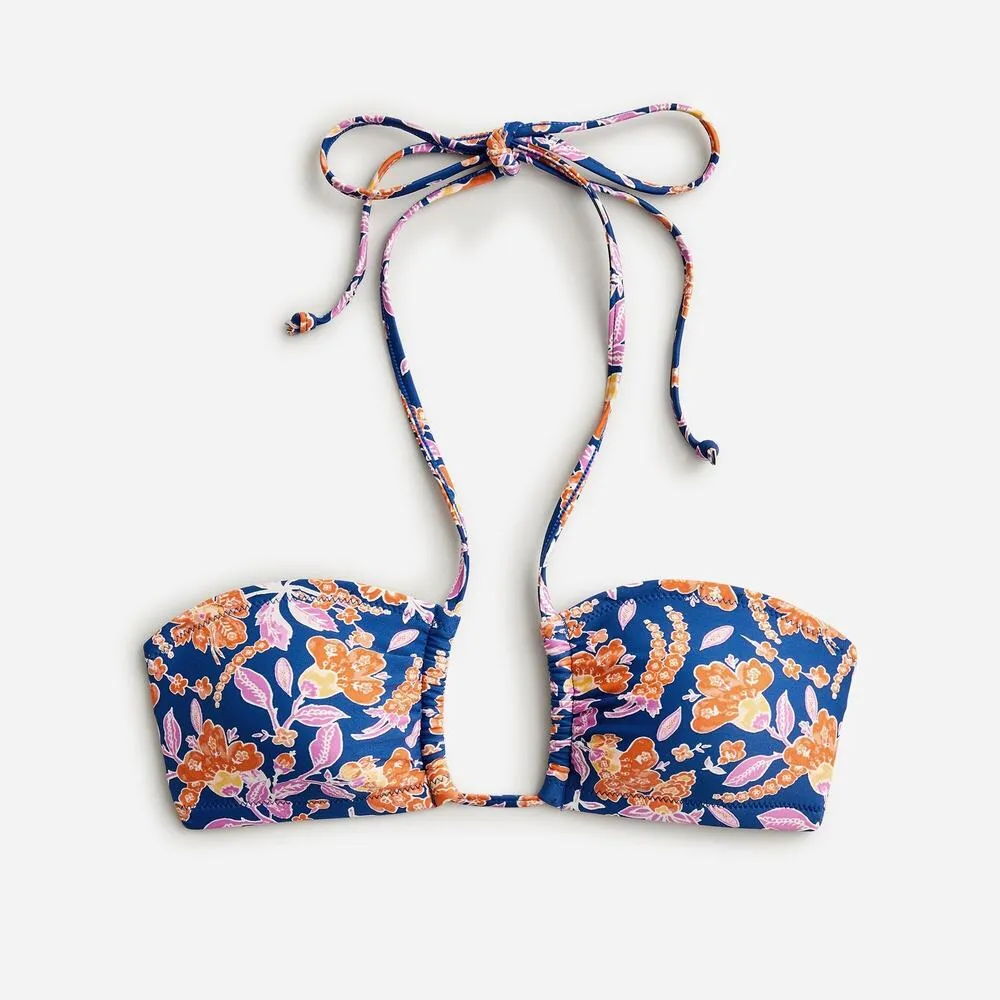 New J. Crew Floral Square Halter Bikini Swim Bathing Suit Top Women's Size XXL - Image 2