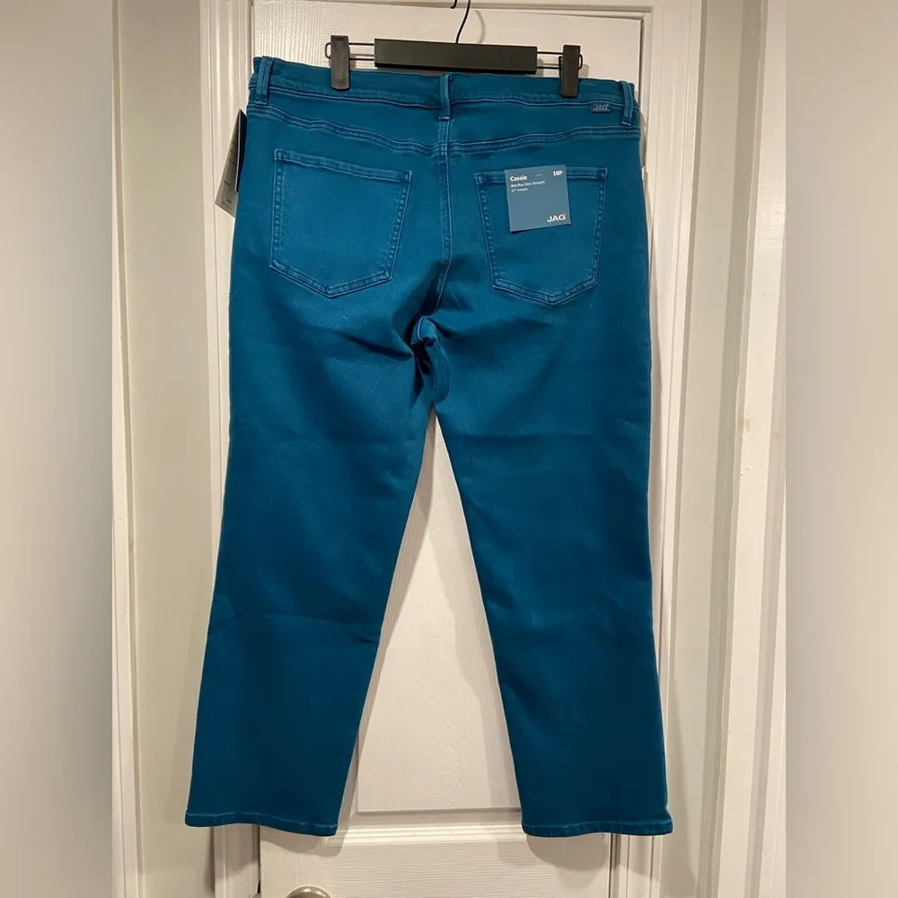 NWT JAG Size 18P Cassie Moroccan Blue Cassie Mid Rise Slim Fit Straight Jeans - Image 4