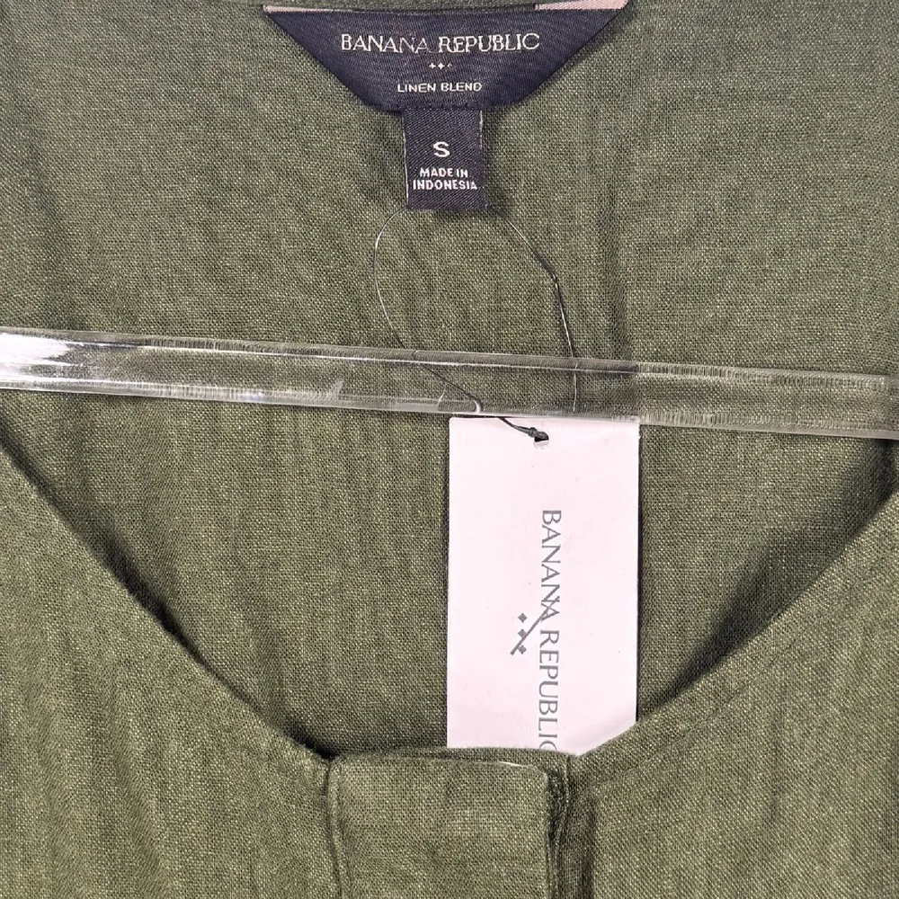 Banana Republic Linen Blend Utility Romper Long Sleeve Army Olive Green Size S‎ - Image 3