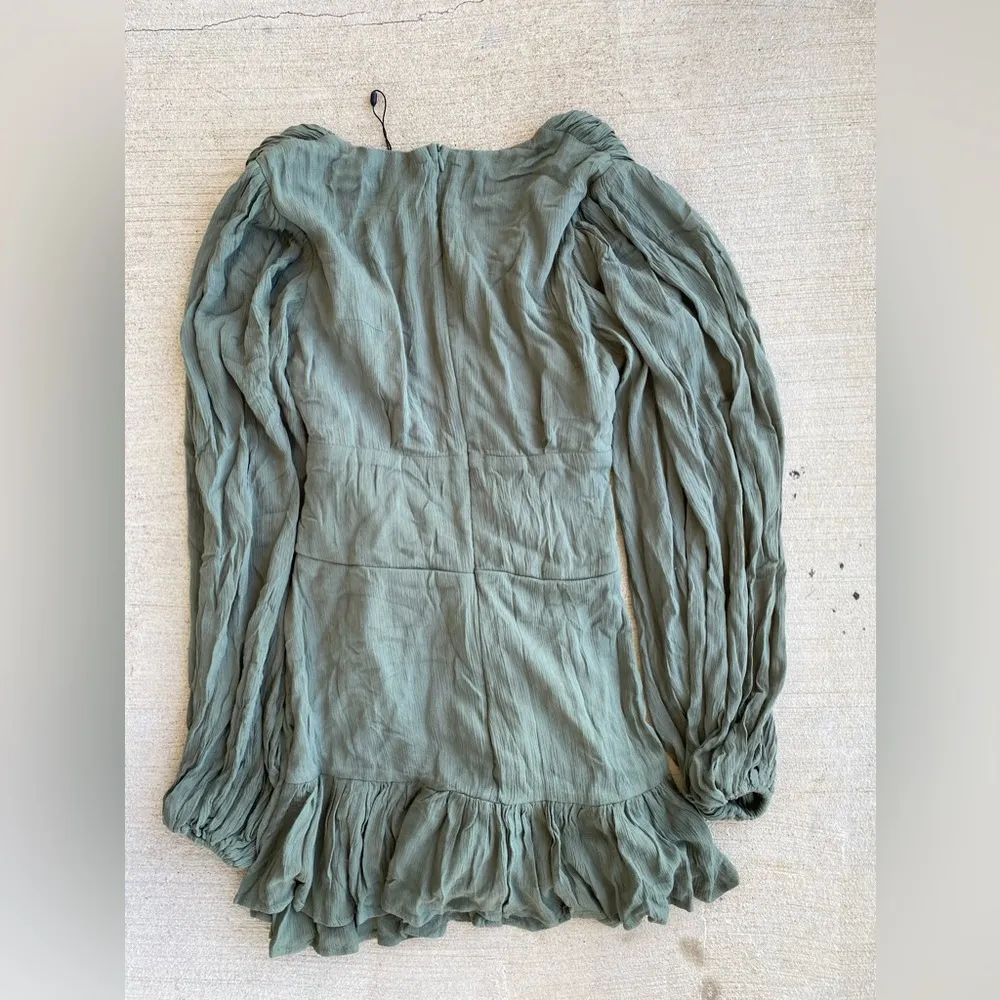 Misguided Olive Green Corset Fringe Tassel Ruffle Mini Dress, Size 2 - Image 4