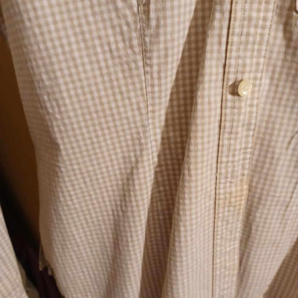 Rafaella Women's Size 8 Tan Gingham Button Up Long Sleeve Shirt - Image 6