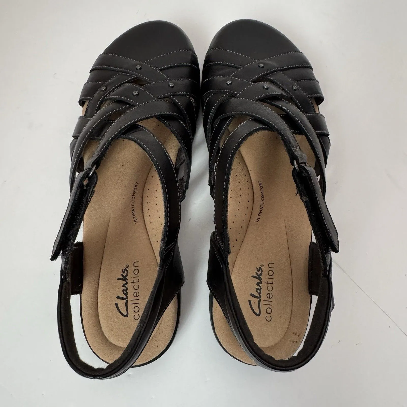 Clark’s Collection Elizabelle Sea Women Black Leather Fisherman Sandals Size 11M - Image 5