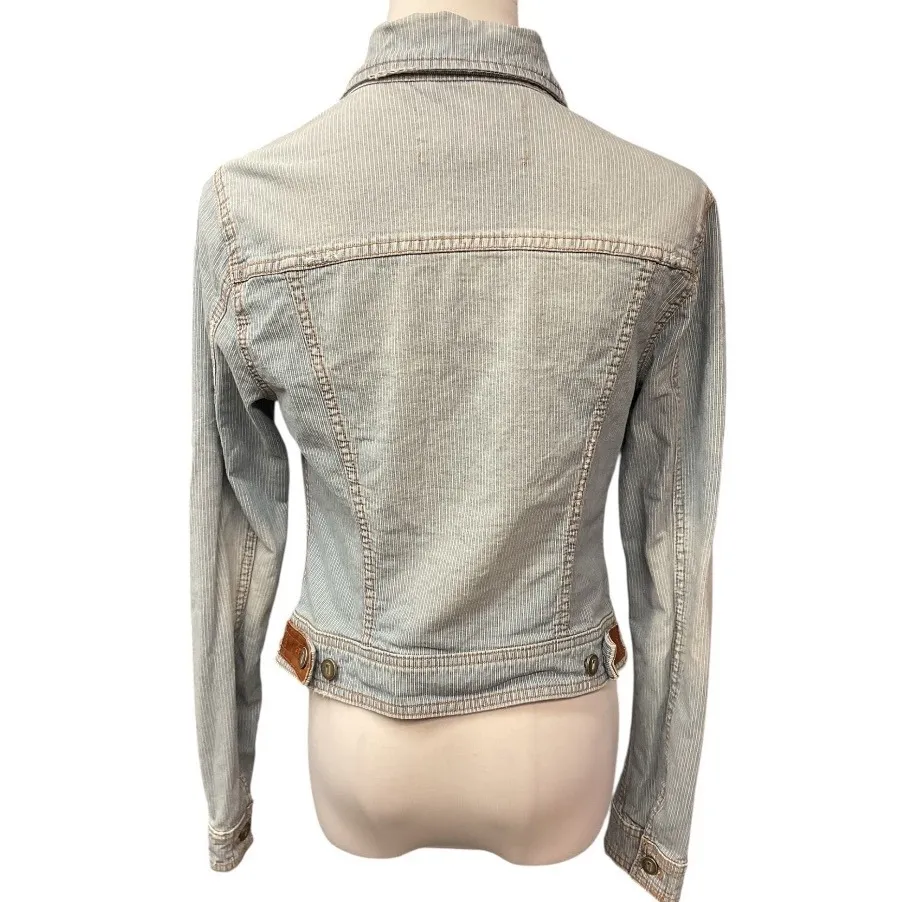 Anthropologie‎ Pilcro Letterpress Long Sleeve Railroad Striped Denim Jacket Sz M - Image 4