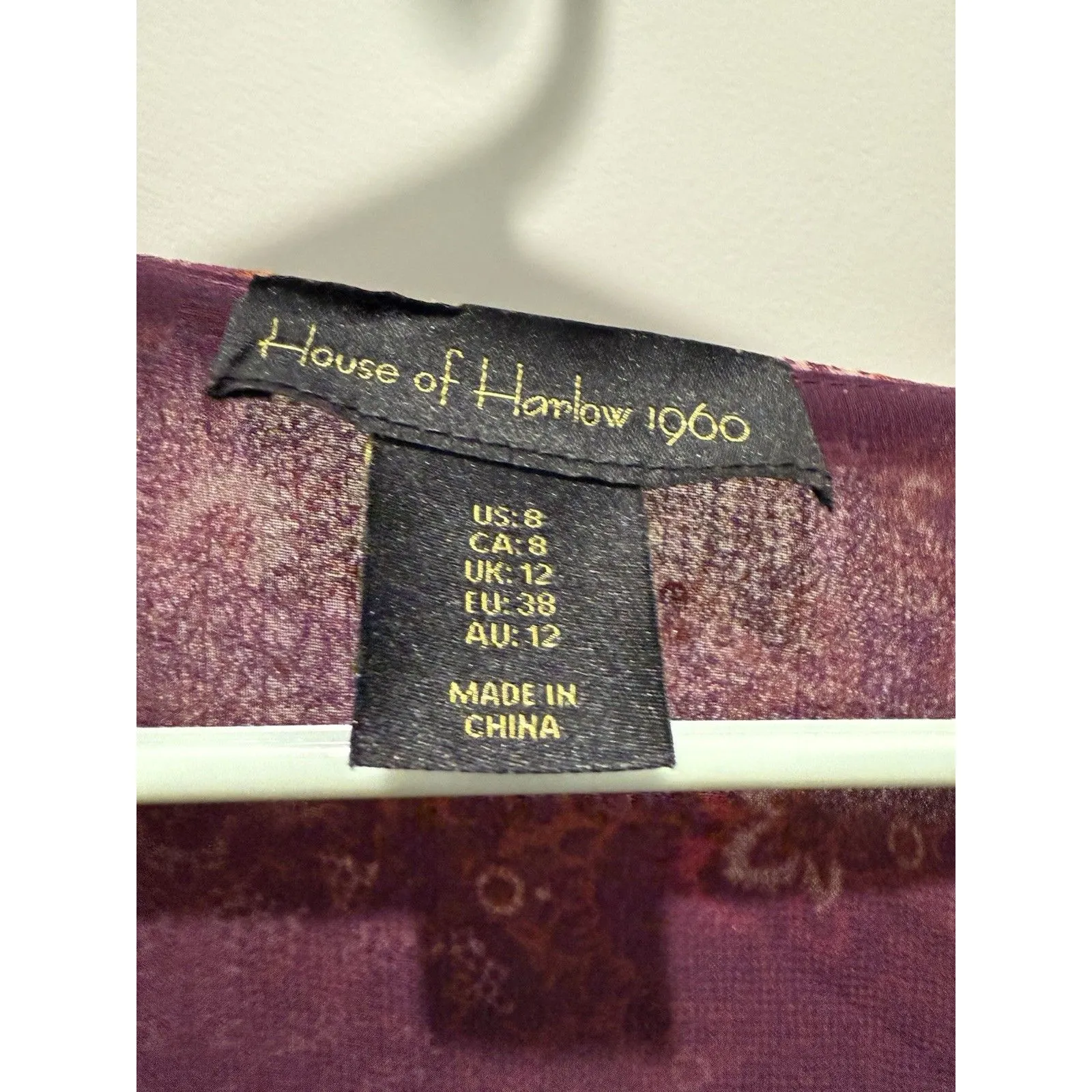 House Of Harlow Tiered 1960 Floral Mini Dress Berry Size 8 longsleeve womens Red - Image 3