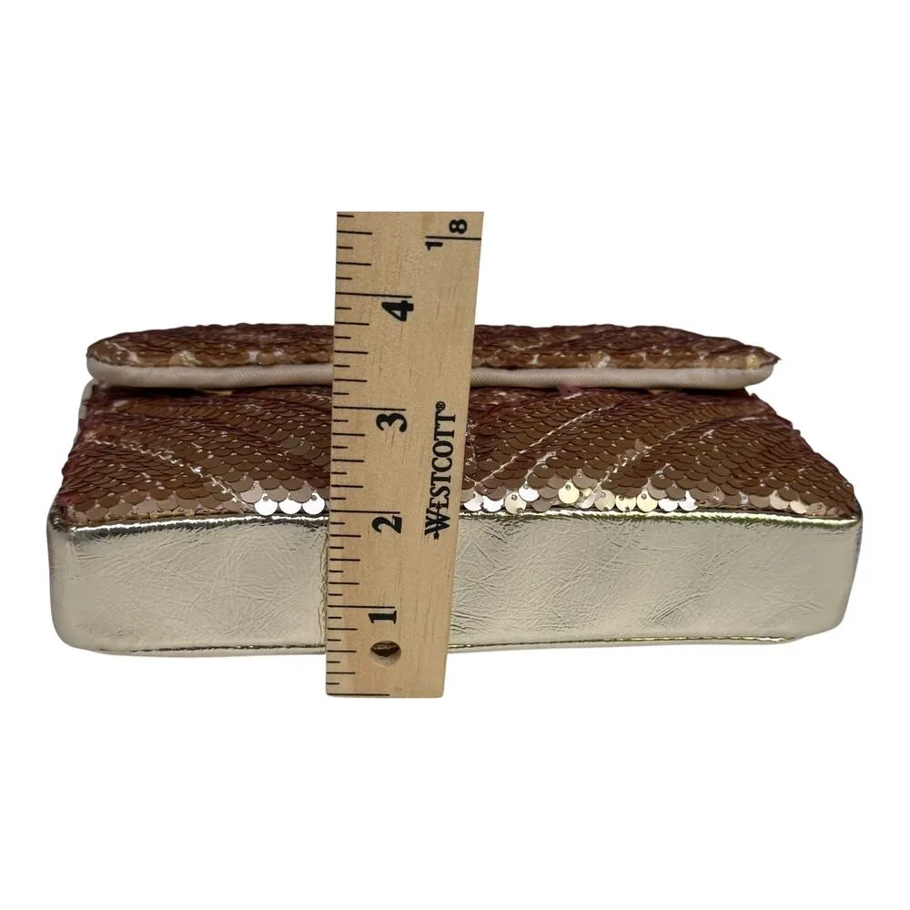 NEW Nicole Miller SEQUIN HANDBAG Purse Gold Chain Shoulder Clutch Evening Bag! - Image 7