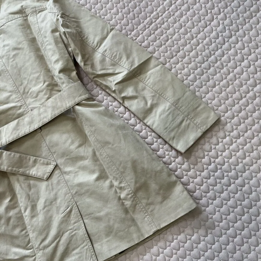 NWOT Crew Women's Trench Coats With Belt Jackets Flower lining Size 14 Khaki Tan - Image 10