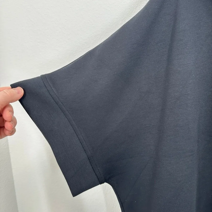 Z by Zella Black Quarter Zip Collared Sweatshirt Pullover Oversized Short Sleeve - Image 3