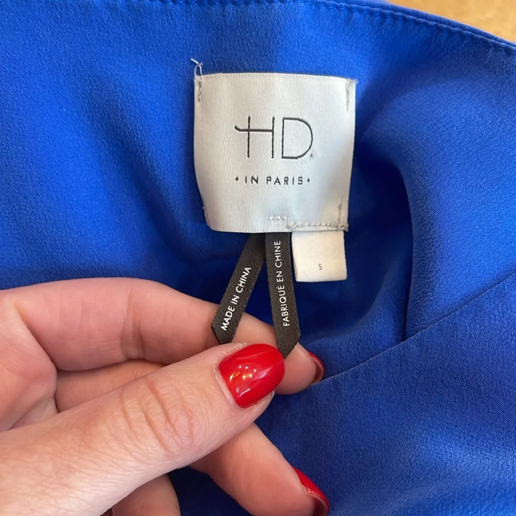 HD in Paris Blue Silk Ruffle Blouse - Image 3