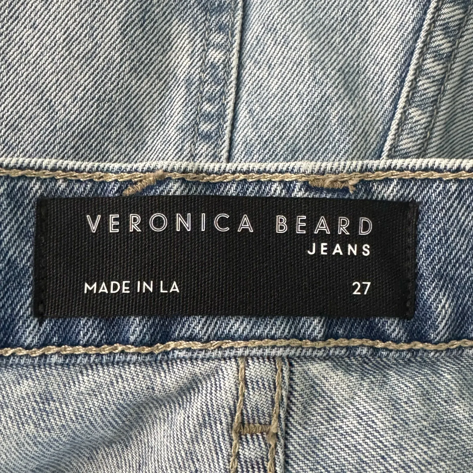 Veronica Beard Shiloh Denim Shorts Pebble Stone Wash Size 27 Button Fly Raw Hem - Image 9