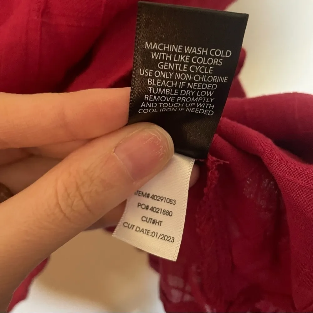 Torrid Babydoll Cotton Window Pane Button Front Tank in Red Bud - Image 8