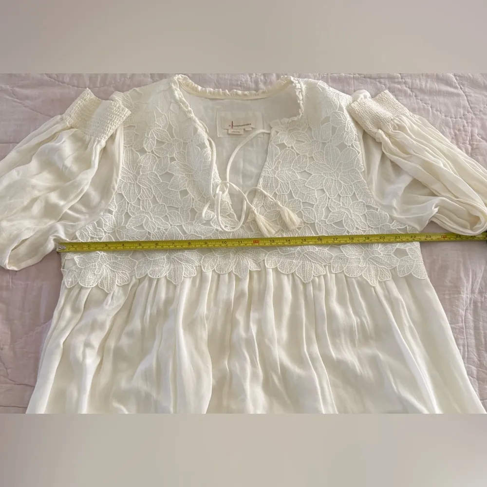 Anthropologie Ivory Embroidered Lace Tunic Dress Size XL - Image 9