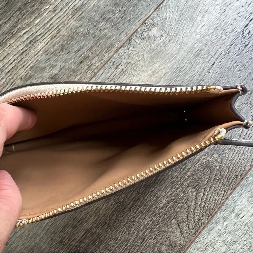 Michael Kors Mini Belt Bag Wristlet Purse Medium Cream Grey Tan Vegan Leather - Image 8