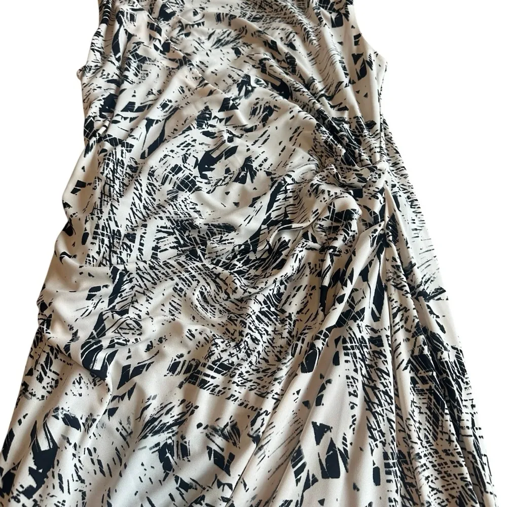 Robert Rodriguez Lydia Draped Dress Black White Print Stretch Size Large Women's - Image 5