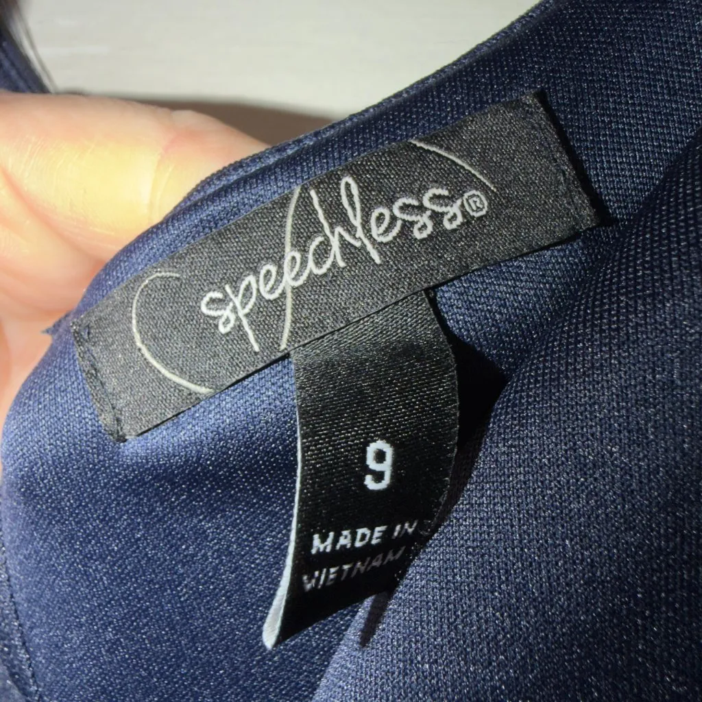 Speechless Navy Velvet Skater Dress Junior’s Size 9 Sleeveless Party - Image 5